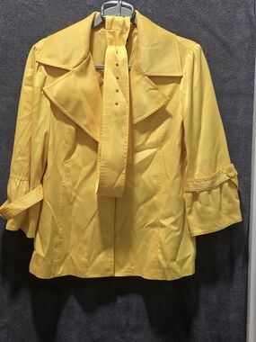 Vintage Sharon Young Sunny Yellow Short Trench Jacket with Matching Belt